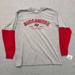 Tampa Bay Buccaneers Layered Long Sleeve NFL Graphic Tee Red Gray Mens XL Retro